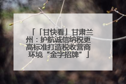 「甘快看」甘肃兰州：护航诚信纳税更高标准打造税收营商环境“金字招牌”