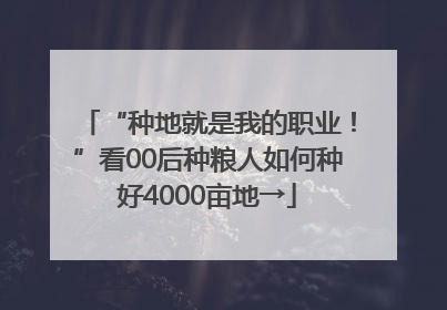 “种地就是我的职业！”看00后种粮人如何种好4000亩地→