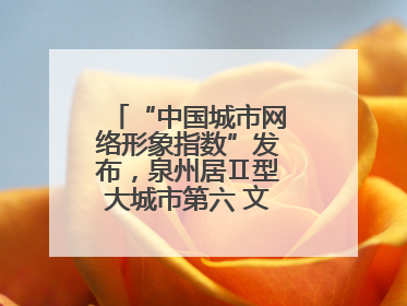 “中国城市网络形象指数”发布，泉州居Ⅱ型大城市第六 文化形象引关注