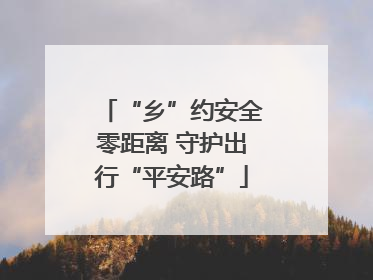“乡”约安全零距离 守护出行“平安路”