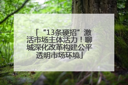 “13条硬招”激活市场主体活力！聊城深化改革构建公平透明市场环境