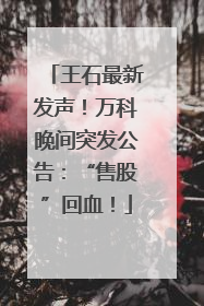 王石最新发声！万科晚间突发公告：“售股”回血！