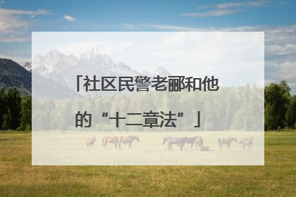 社区民警老郦和他的“十二章法”