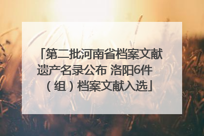 第二批河南省档案文献遗产名录公布 洛阳6件（组）档案文献入选