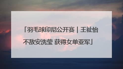 羽毛球印尼公开赛｜王祉怡不敌安洗莹 获得女单亚军