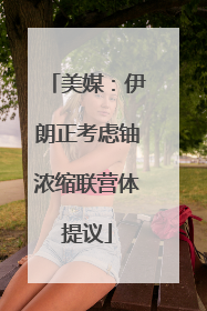 美媒：伊朗正考虑铀浓缩联营体提议