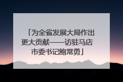 为全省发展大局作出更大贡献——访驻马店市委书记鲍常勇
