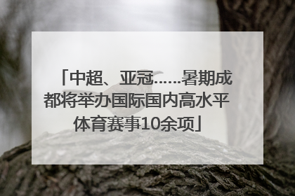 中超、亚冠……暑期成都将举办国际国内高水平体育赛事10余项
