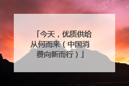 今天，优质供给从何而来（中国消费向新而行）
