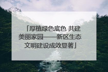 厚植绿色底色 共建美丽家园——新区生态文明建设成效显著