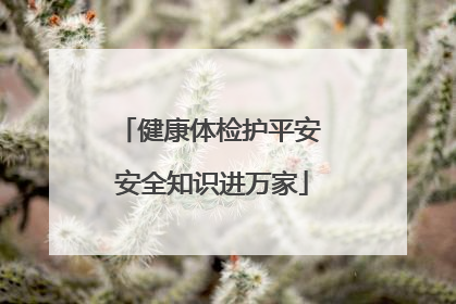 健康体检护平安 安全知识进万家