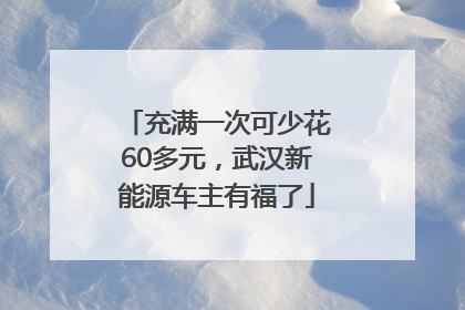 充满一次可少花60多元，武汉新能源车主有福了