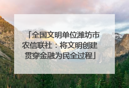 全国文明单位潍坊市农信联社：将文明创建贯穿金融为民全过程