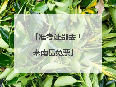 准考证别丢！来南岳免票