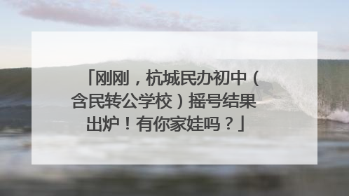 刚刚，杭城民办初中（含民转公学校）摇号结果出炉！有你家娃吗？