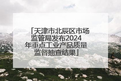 天津市北辰区市场监管局发布2024年重点工业产品质量监督抽查结果