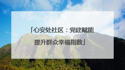 心安处社区：党建赋能 提升群众幸福指数