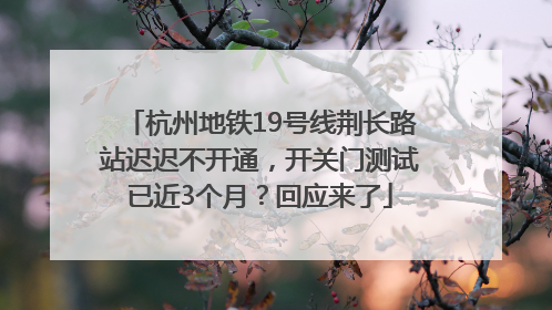 杭州地铁19号线荆长路站迟迟不开通，开关门测试已近3个月？回应来了