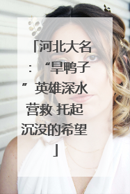 河北大名：“旱鸭子”英雄深水营救 托起沉没的希望