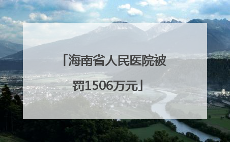 海南省人民医院被罚1506万元