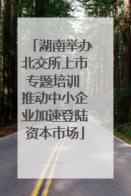 湖南举办北交所上市专题培训 推动中小企业加速登陆资本市场
