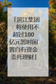 滨江集团：将使用不超过100亿元暂时闲置自有资金委托理财
