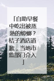 自助早餐中吃出被蒸熟的蟑螂？桔子酒店道歉，当地市监部门介入