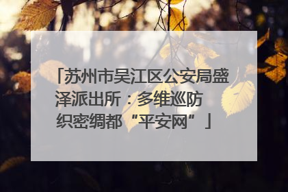 苏州市吴江区公安局盛泽派出所：多维巡防  织密绸都“平安网”