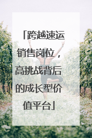 跨越速运销售岗位，高挑战背后的成长型价值平台