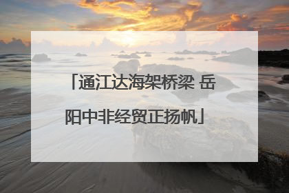 通江达海架桥梁 岳阳中非经贸正扬帆