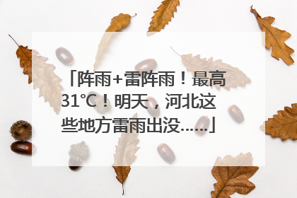 阵雨+雷阵雨！最高31℃！明天，河北这些地方雷雨出没……
