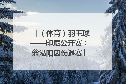 （体育）羽毛球——印尼公开赛：翁泓阳因伤退赛