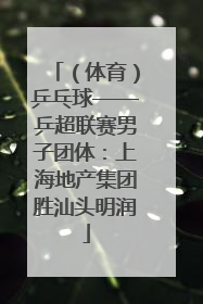 （体育）乒乓球——乒超联赛男子团体：上海地产集团胜汕头明润
