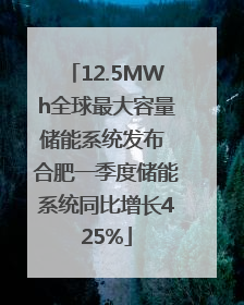 12.5MWh全球最大容量储能系统发布 合肥一季度储能系统同比增长425%