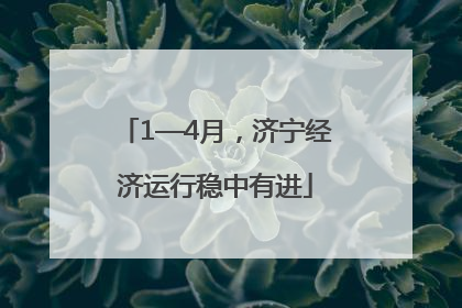 1—4月，济宁经济运行稳中有进
