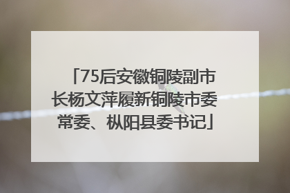 75后安徽铜陵副市长杨文萍履新铜陵市委常委、枞阳县委书记